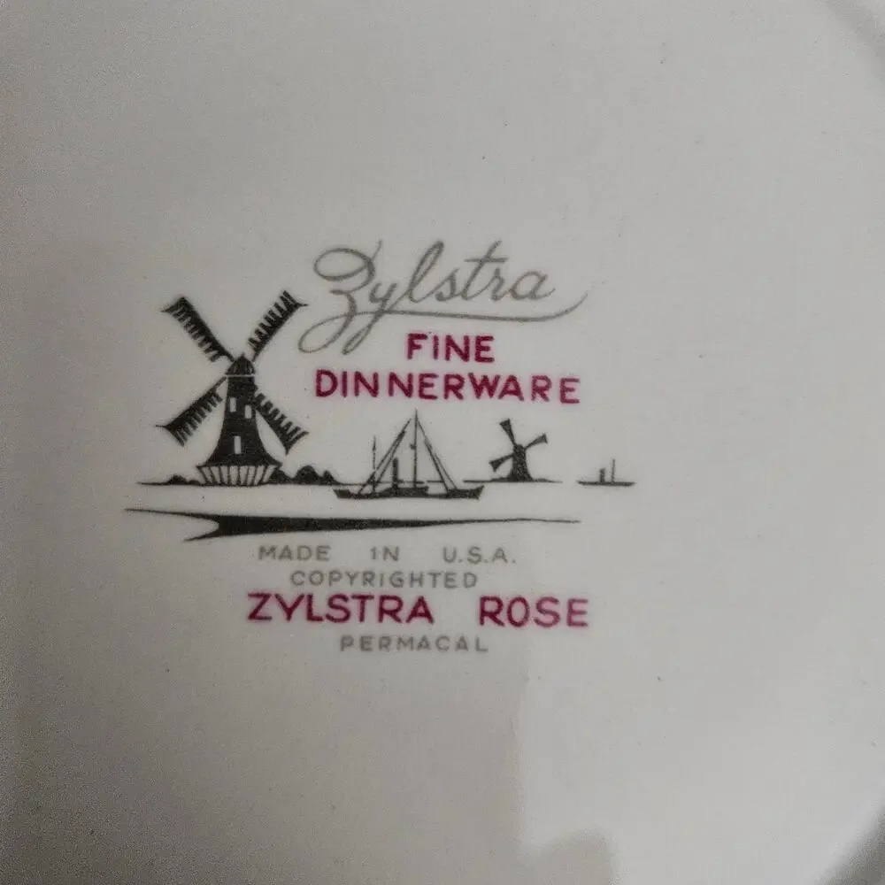 Vintage Zylstra Rose Permacal Salad Bowls Set of 4 Fine Dinnerware USA